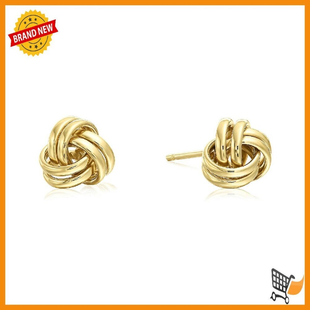 14k Gold Love Knot Stud Earrings 7mm Push Back